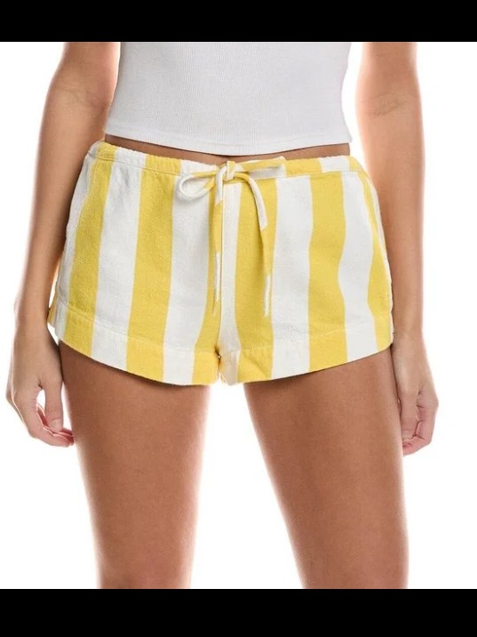 Free People Hot Hot Hot Shorts-Yellow & White Striped Women’s Micro Shorts